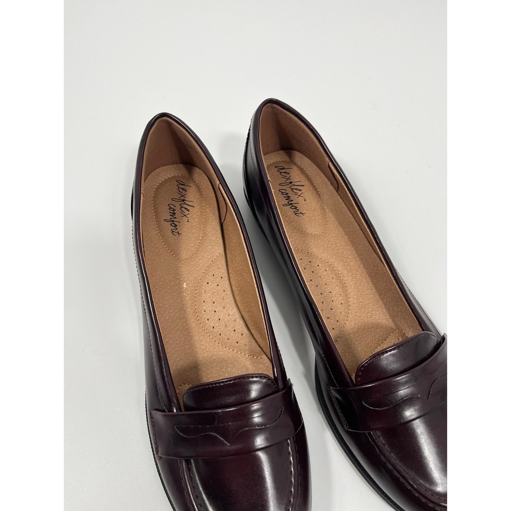 Women Slip On Penny Loafers 10 Burgundy Chic Minimalist Office Capsule Old Money - Picture 6 of 9